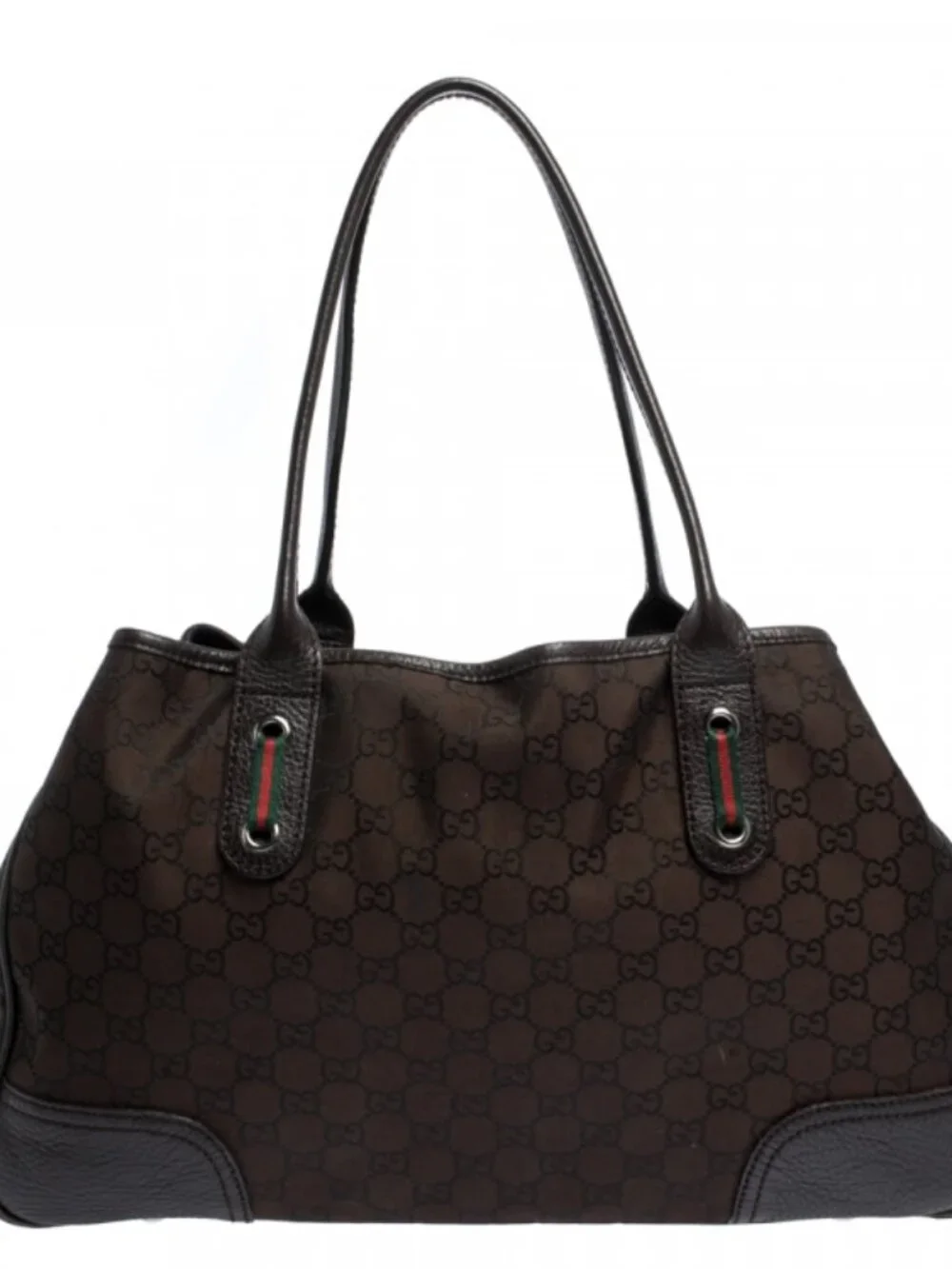 Gucci $1027 GG Canvas & Leather Princy Tote in Dark Brown